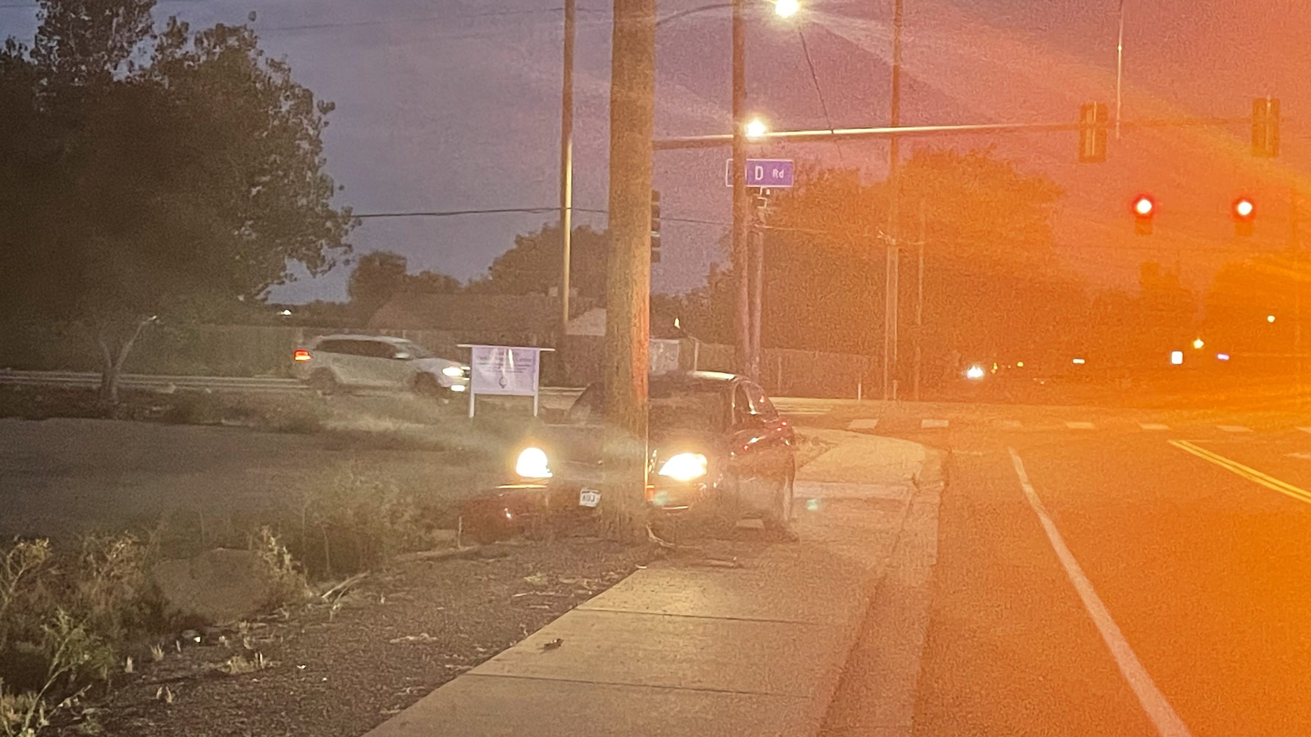 Vehicle vs Pole, D Rd & 30 Rd