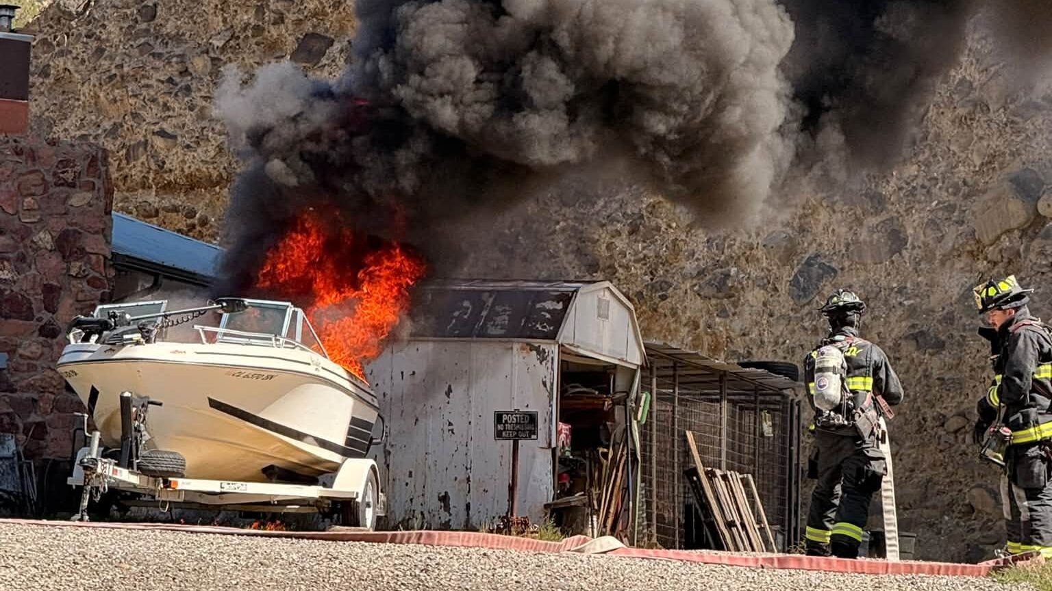 Boat Fire, N River Rd & Rapid Creek Rd